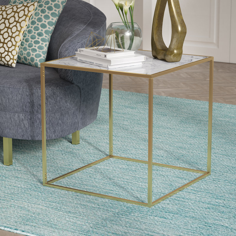 Willa Arlo Interiors Theydon Faux Marble End Table & Reviews Wayfair